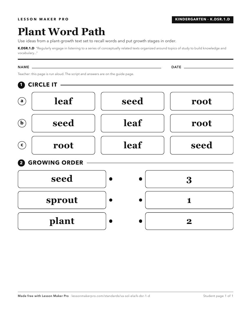 Preview of the K.DSR.1.D printable worksheet