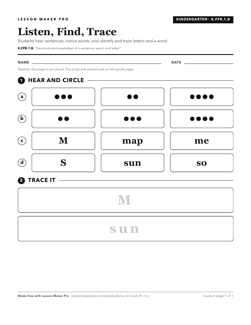Preview of the K.FFR.1.B printable worksheet
