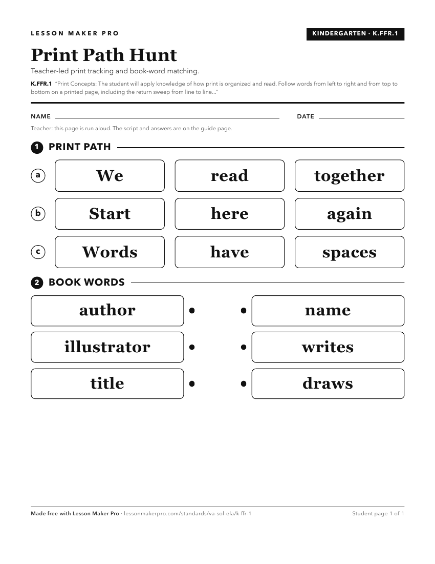 Preview of the K.FFR.1 printable worksheet