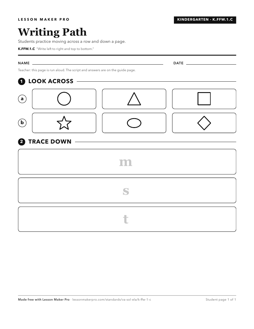 Preview of the K.FFW.1.C printable worksheet