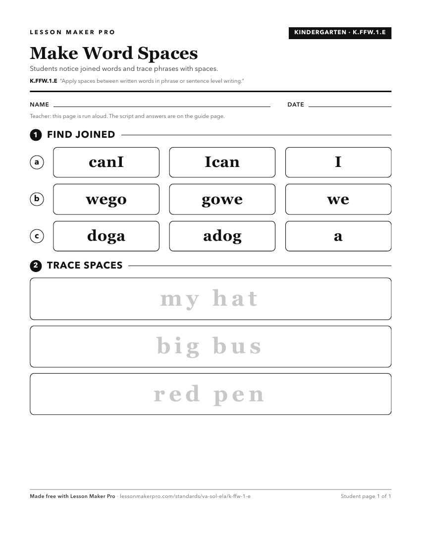 Preview of the K.FFW.1.E printable worksheet