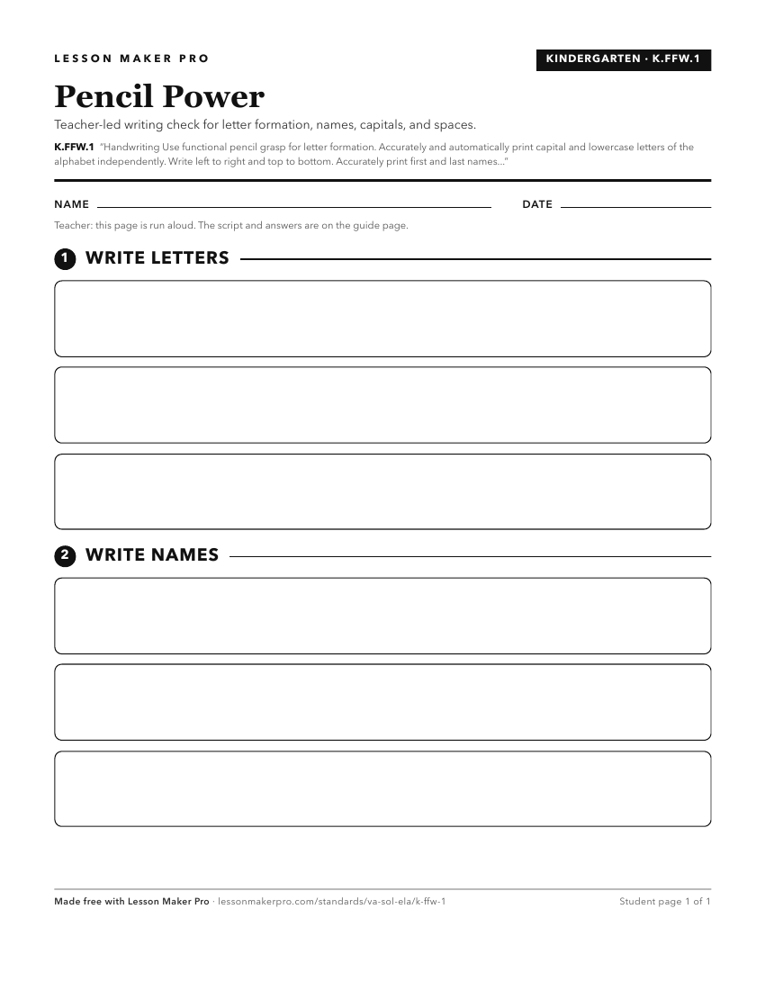 Preview of the K.FFW.1 printable worksheet