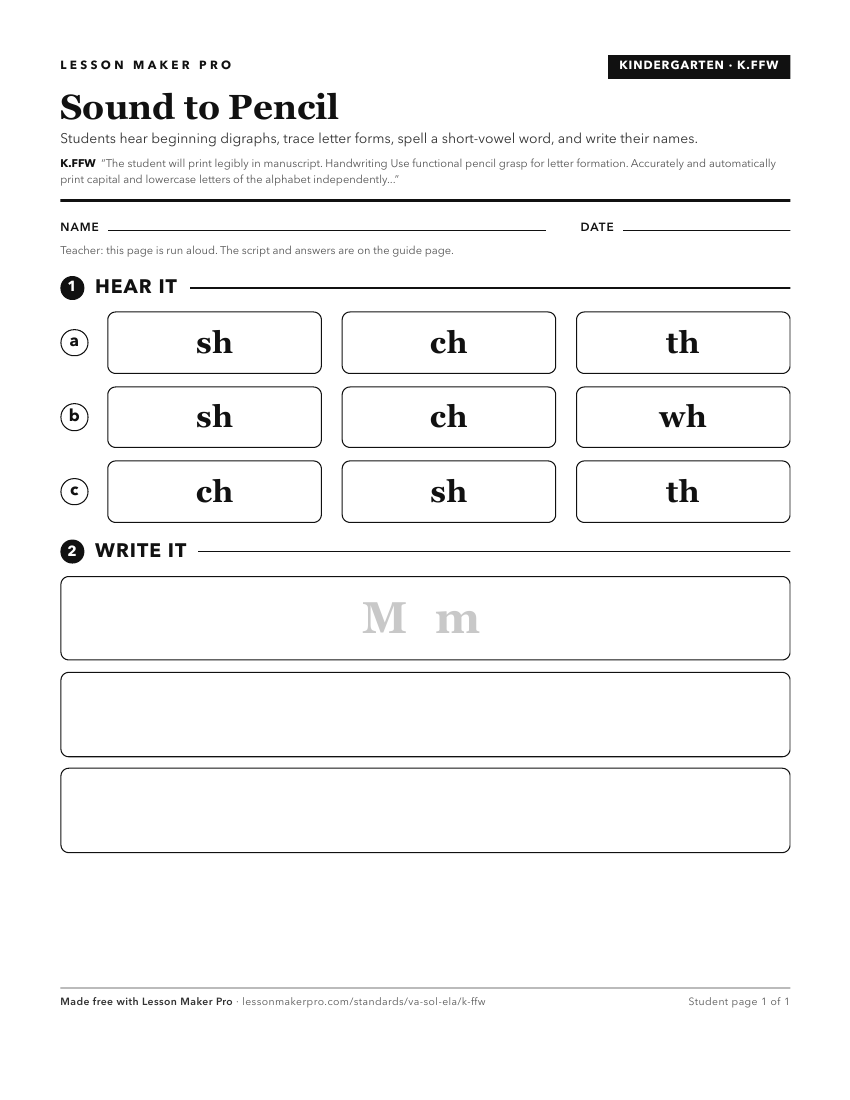 Preview of the K.FFW printable worksheet
