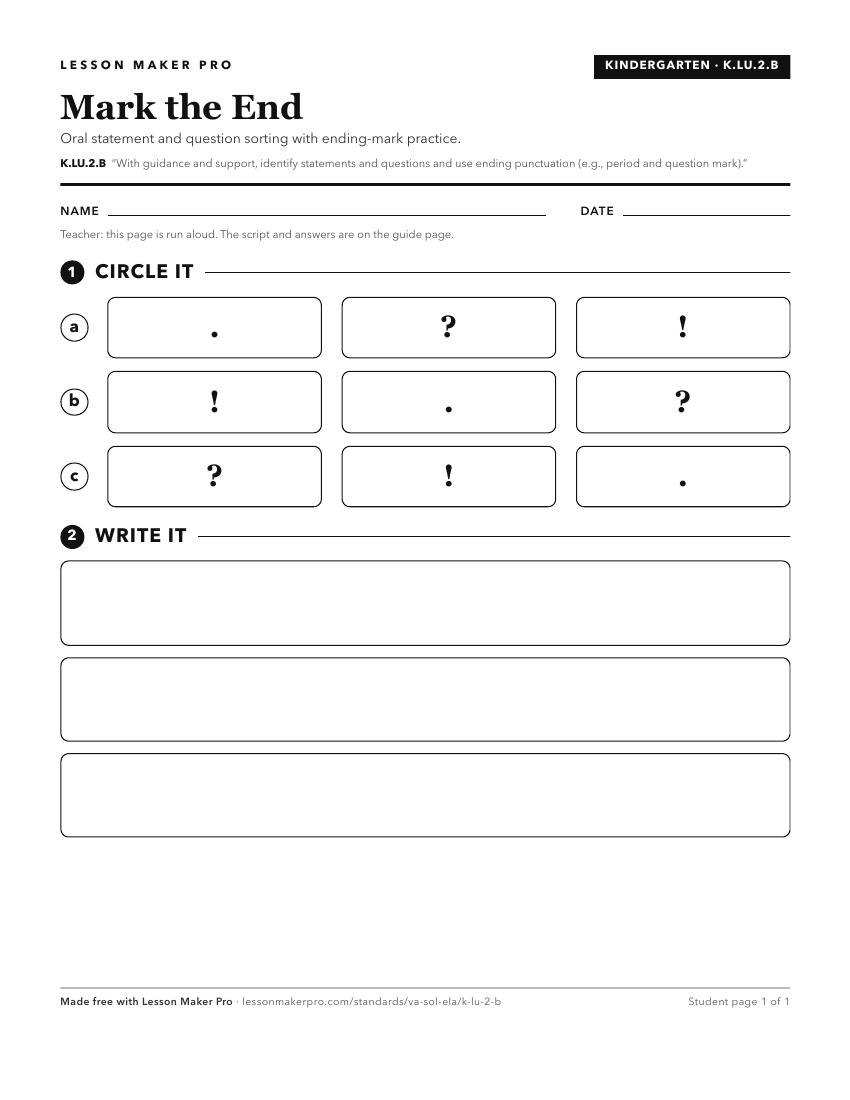 Preview of the K.LU.2.B printable worksheet
