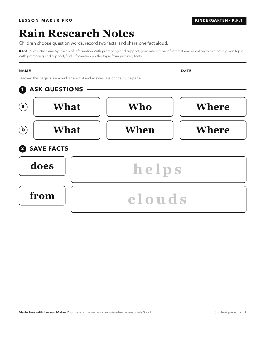 Preview of the K.R.1 printable worksheet