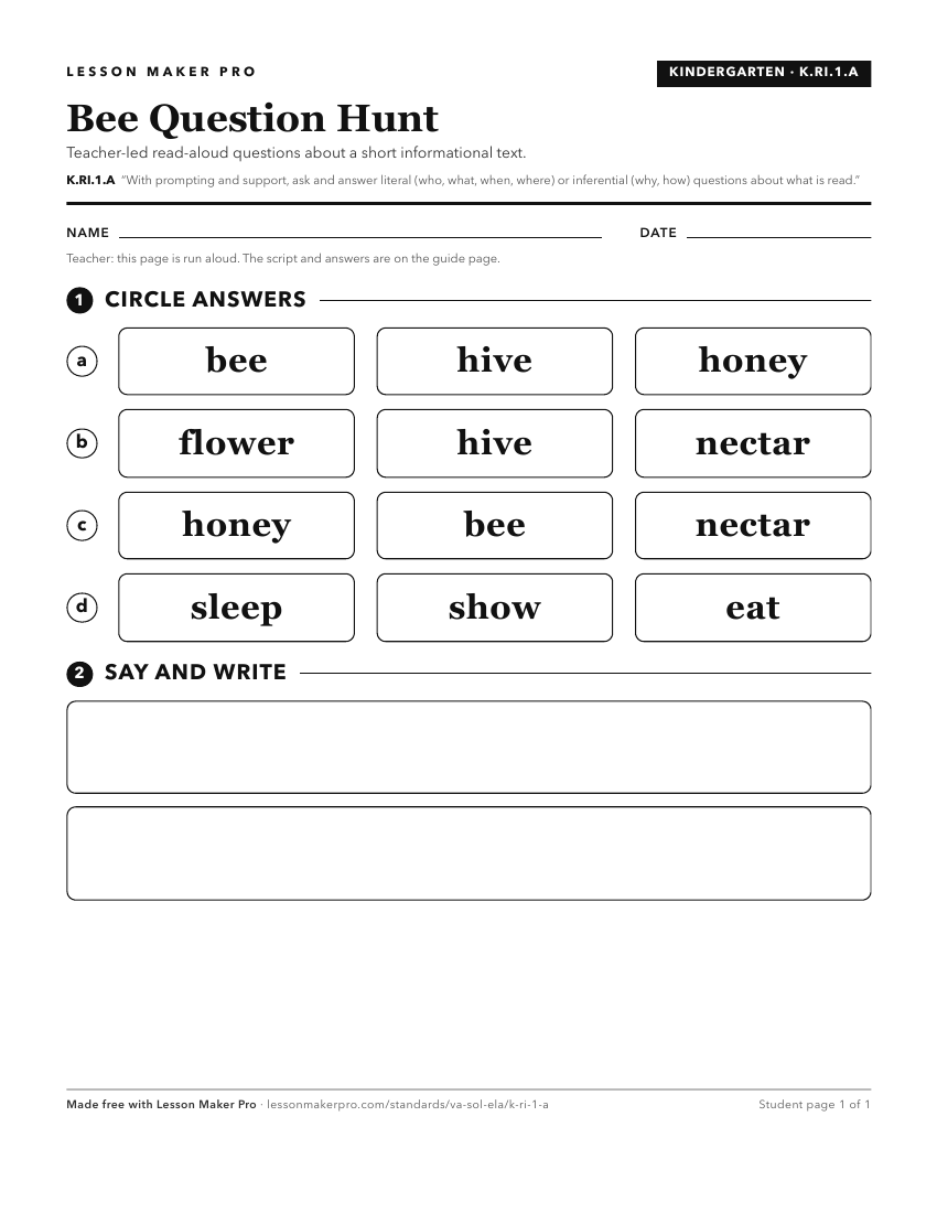 Preview of the K.RI.1.A printable worksheet