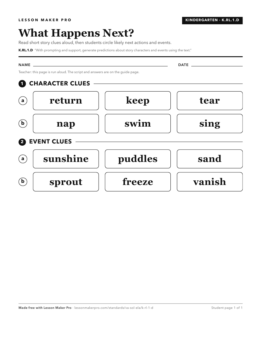 Preview of the K.RL.1.D printable worksheet