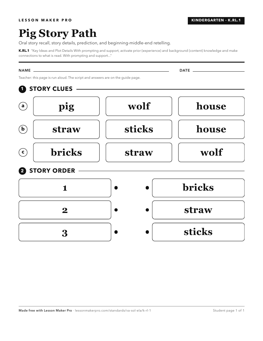 Preview of the K.RL.1 printable worksheet