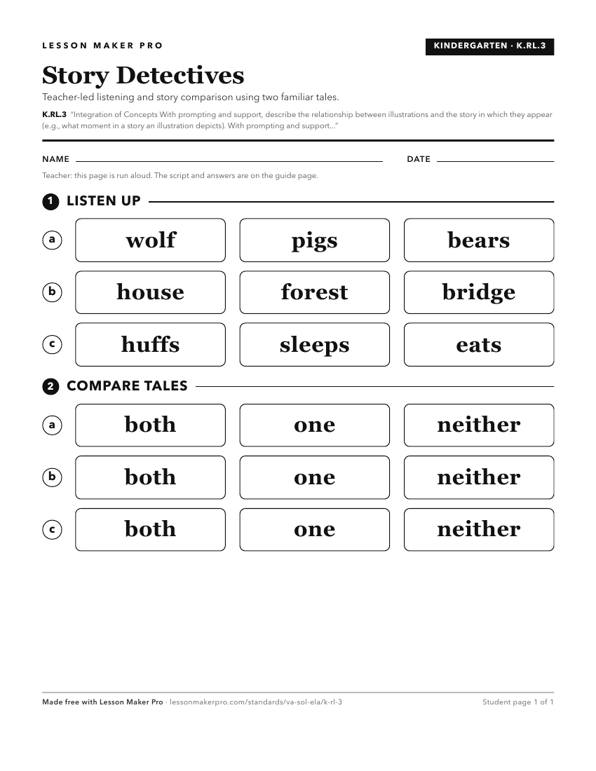 Preview of the K.RL.3 printable worksheet