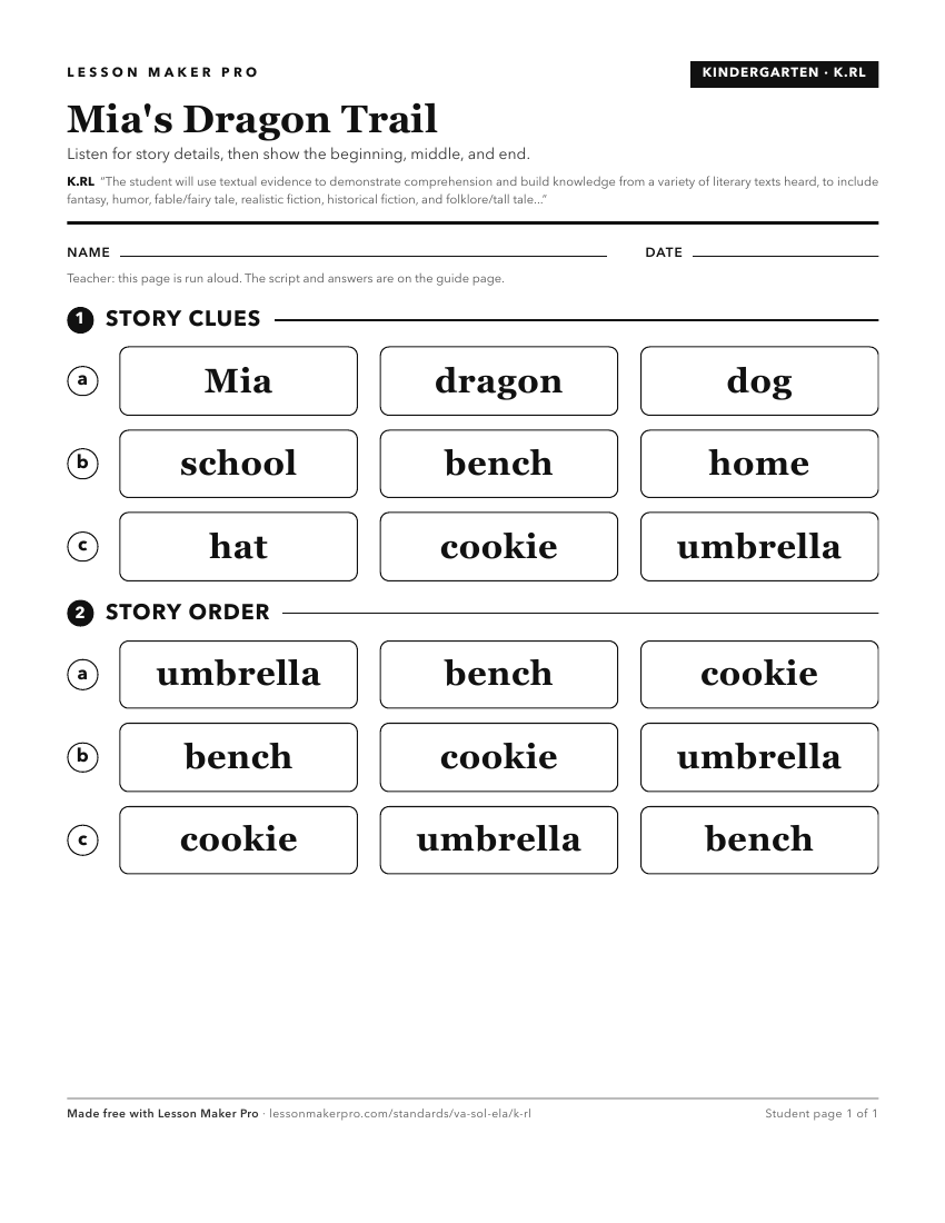 Preview of the K.RL printable worksheet