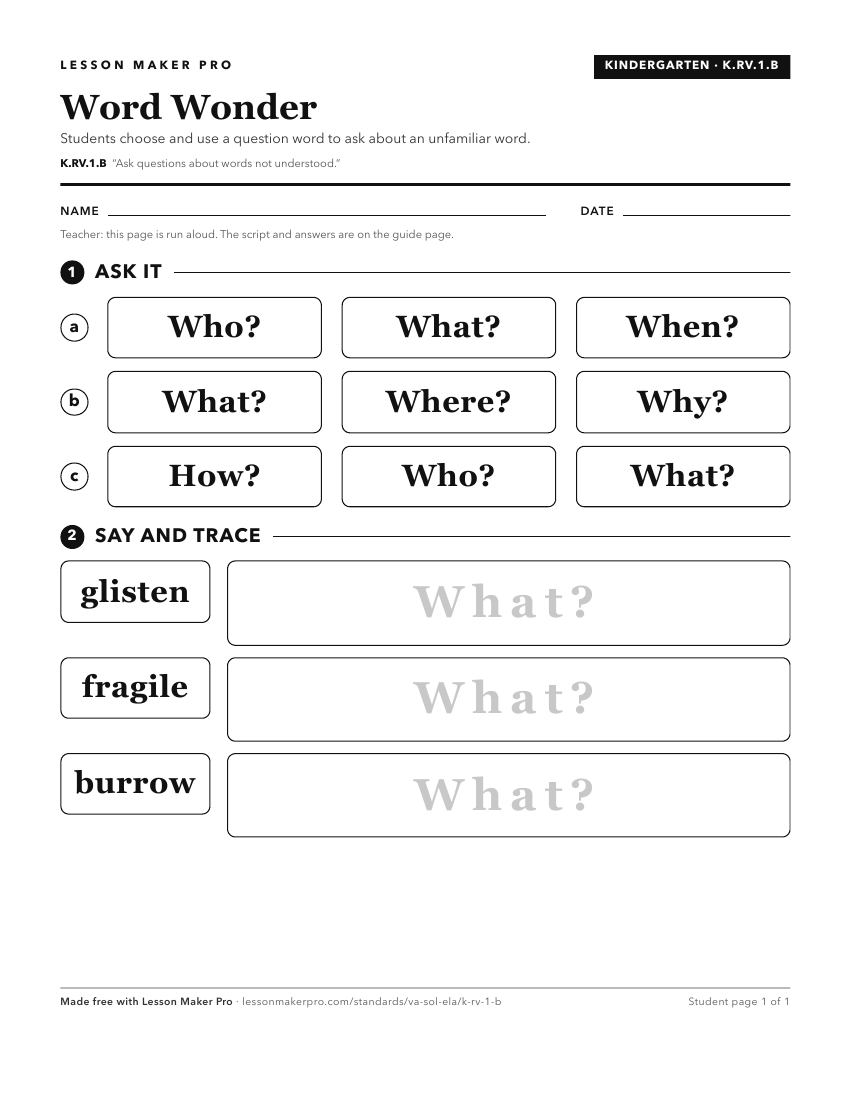 Preview of the K.RV.1.B printable worksheet