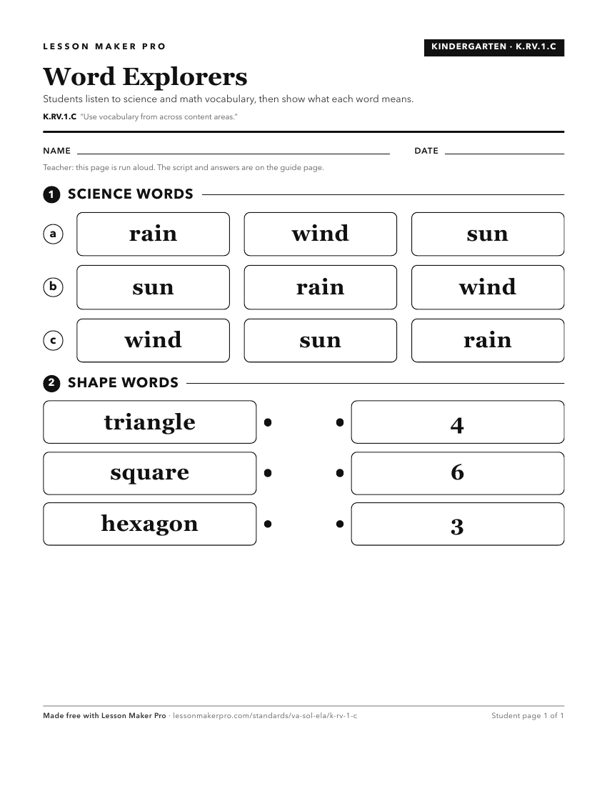 Preview of the K.RV.1.C printable worksheet