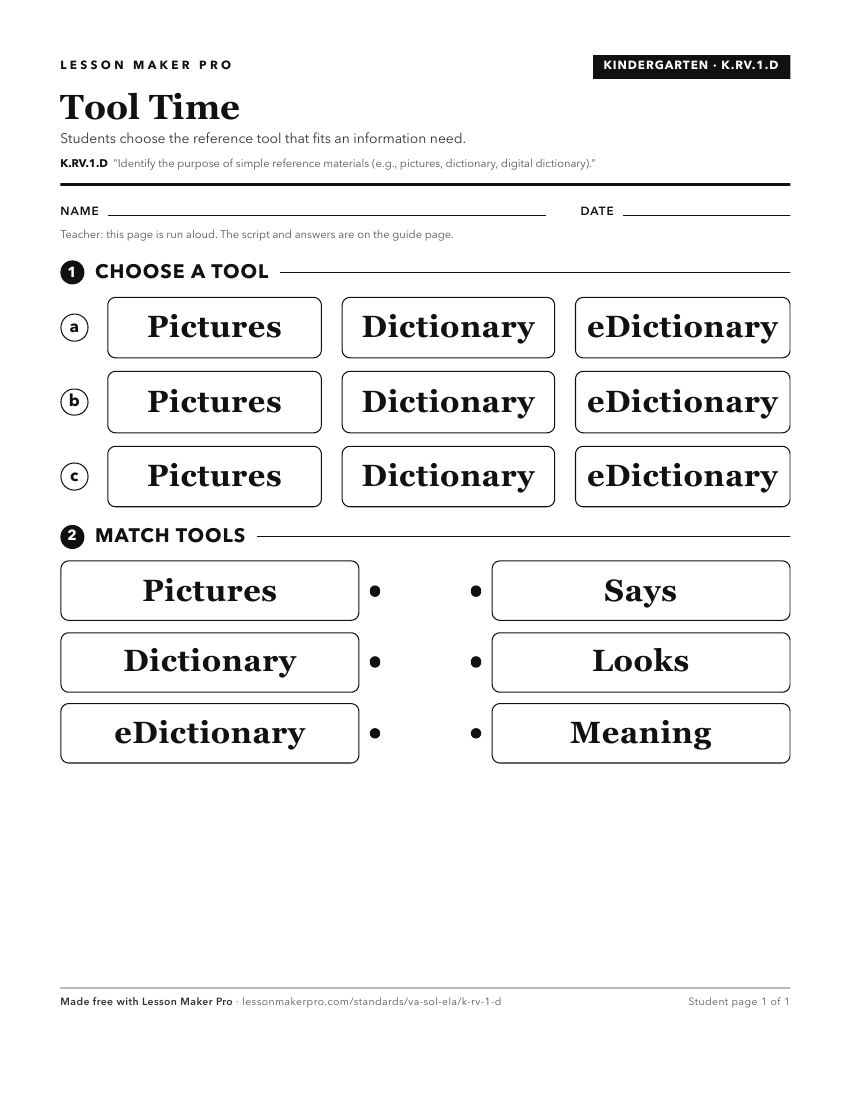 Preview of the K.RV.1.D printable worksheet
