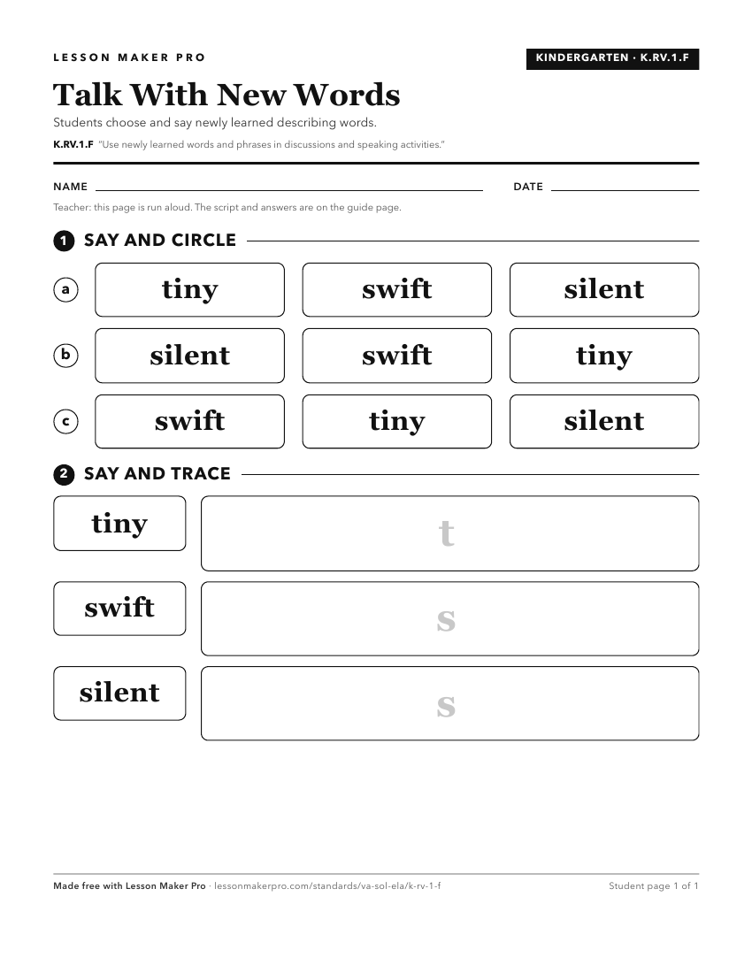 Preview of the K.RV.1.F printable worksheet