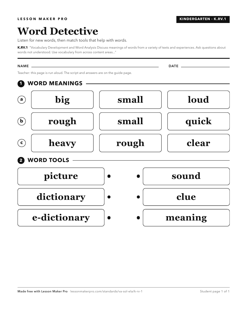 Preview of the K.RV.1 printable worksheet