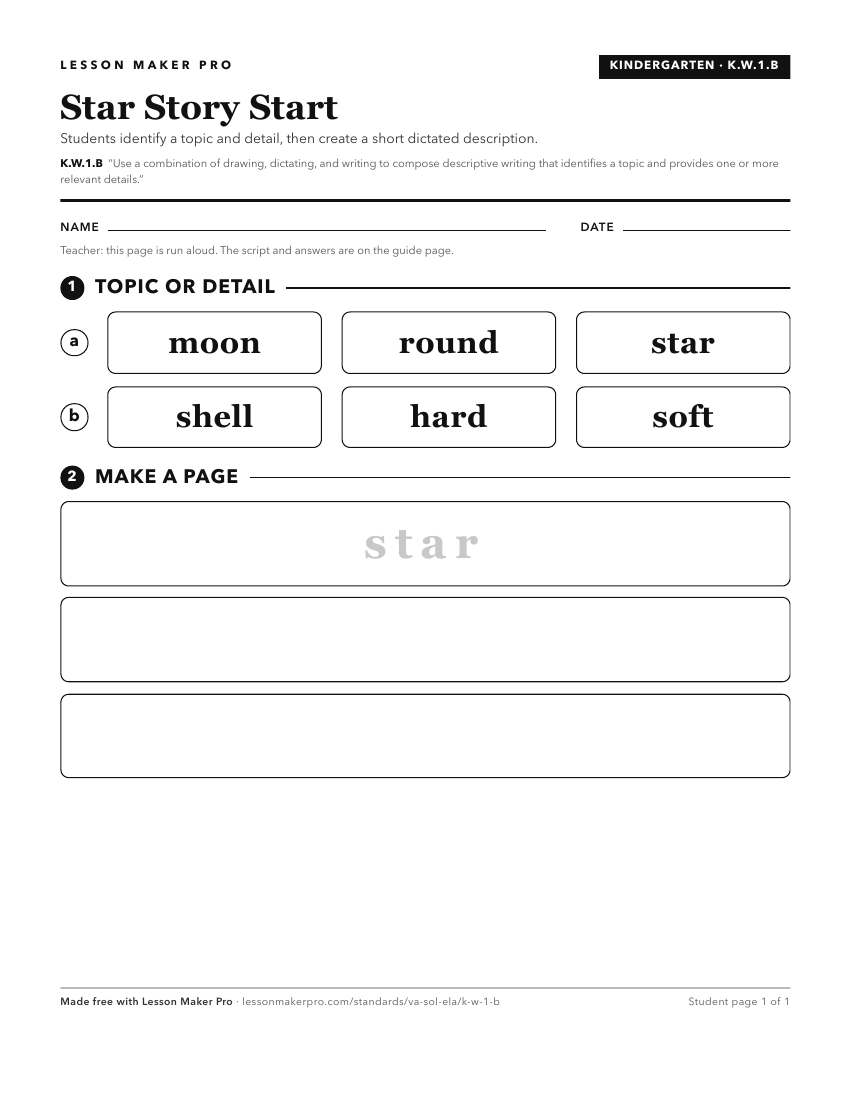 Preview of the K.W.1.B printable worksheet