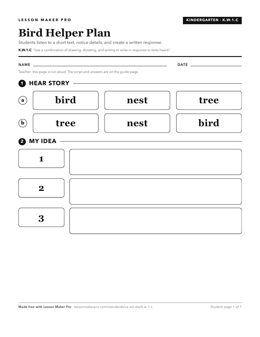 Preview of the K.W.1.C printable worksheet