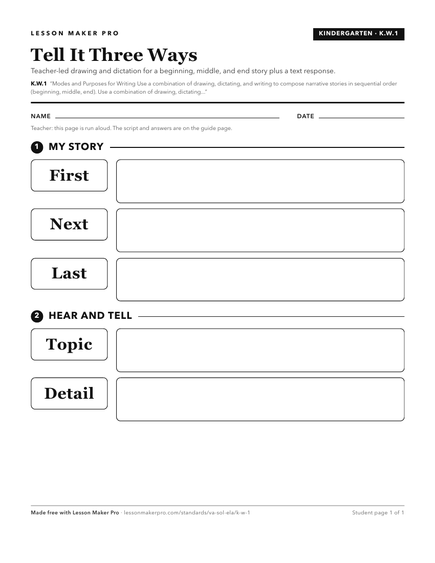Preview of the K.W.1 printable worksheet