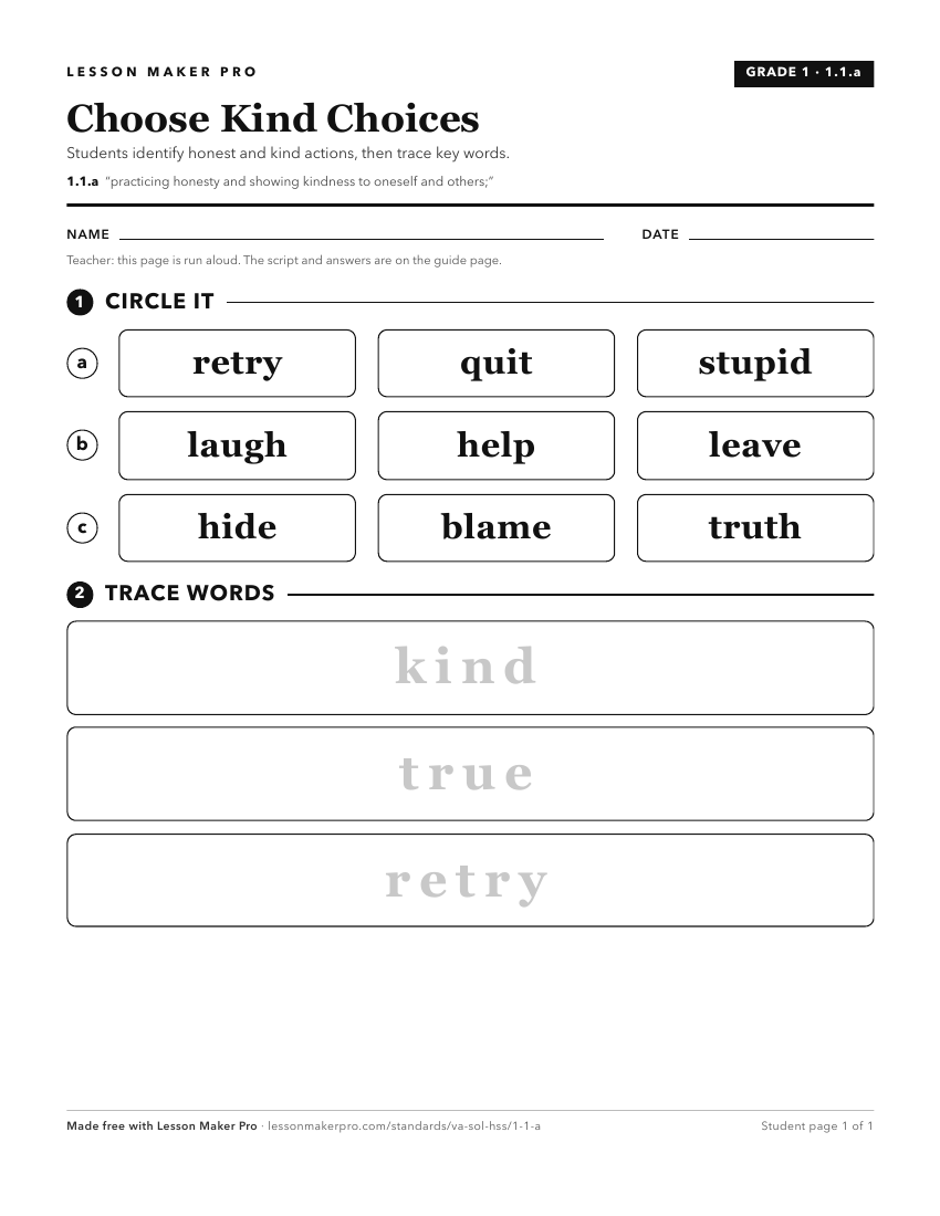 Preview of the 1.1.a printable worksheet