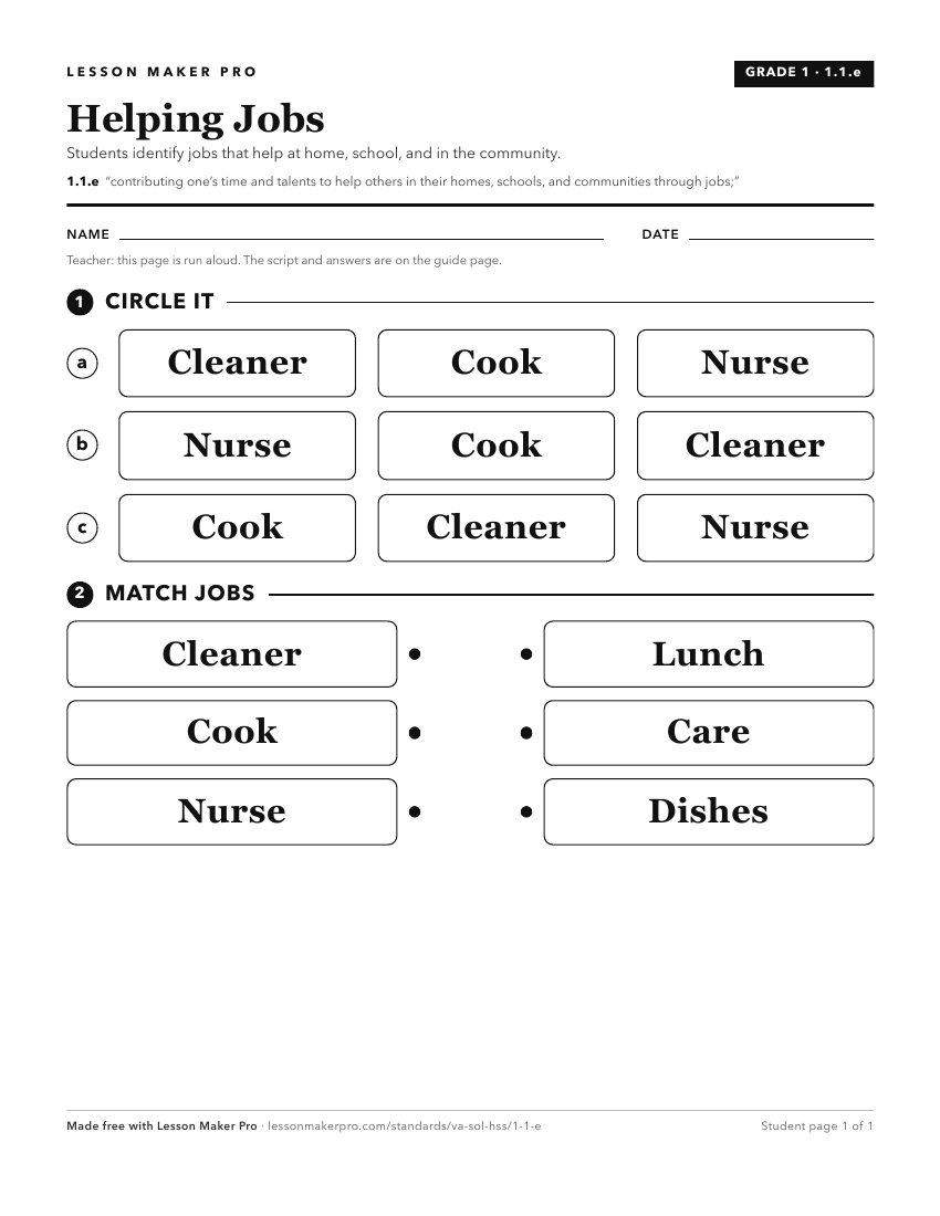Preview of the 1.1.e printable worksheet