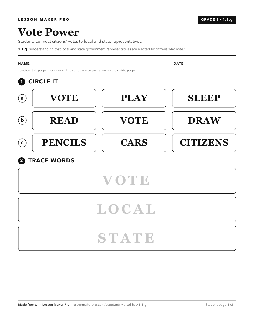 Preview of the 1.1.g printable worksheet