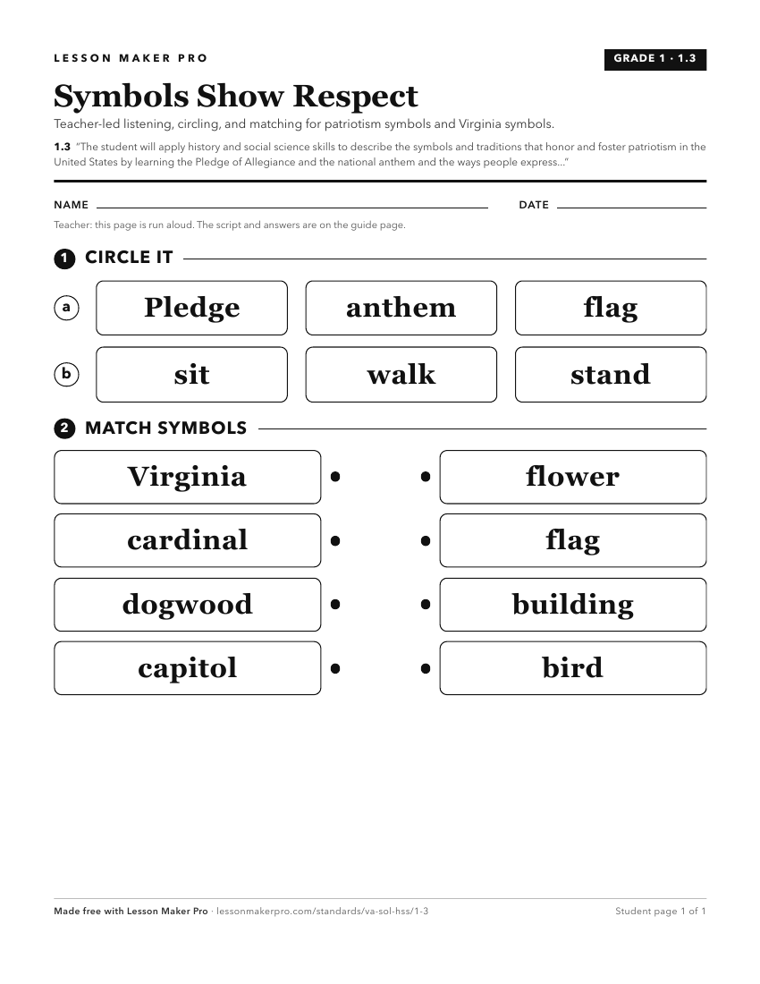 Preview of the 1.3 printable worksheet