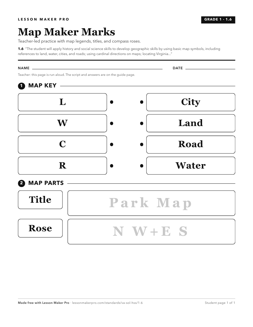 Preview of the 1.6 printable worksheet