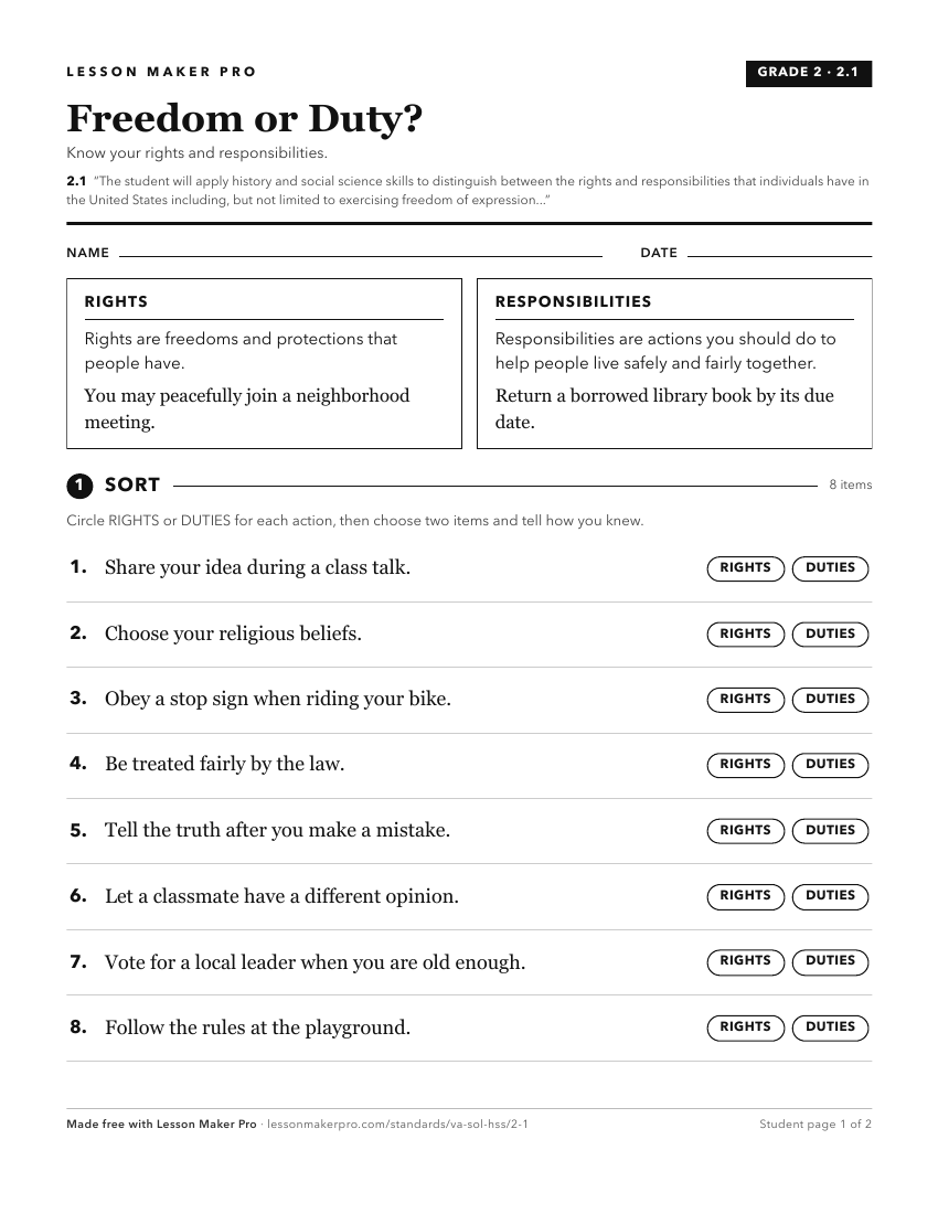 Preview of the 2.1 printable worksheet