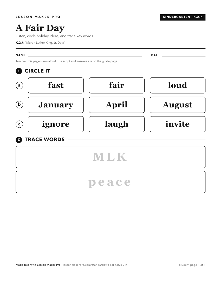 Preview of the K.2.h printable worksheet