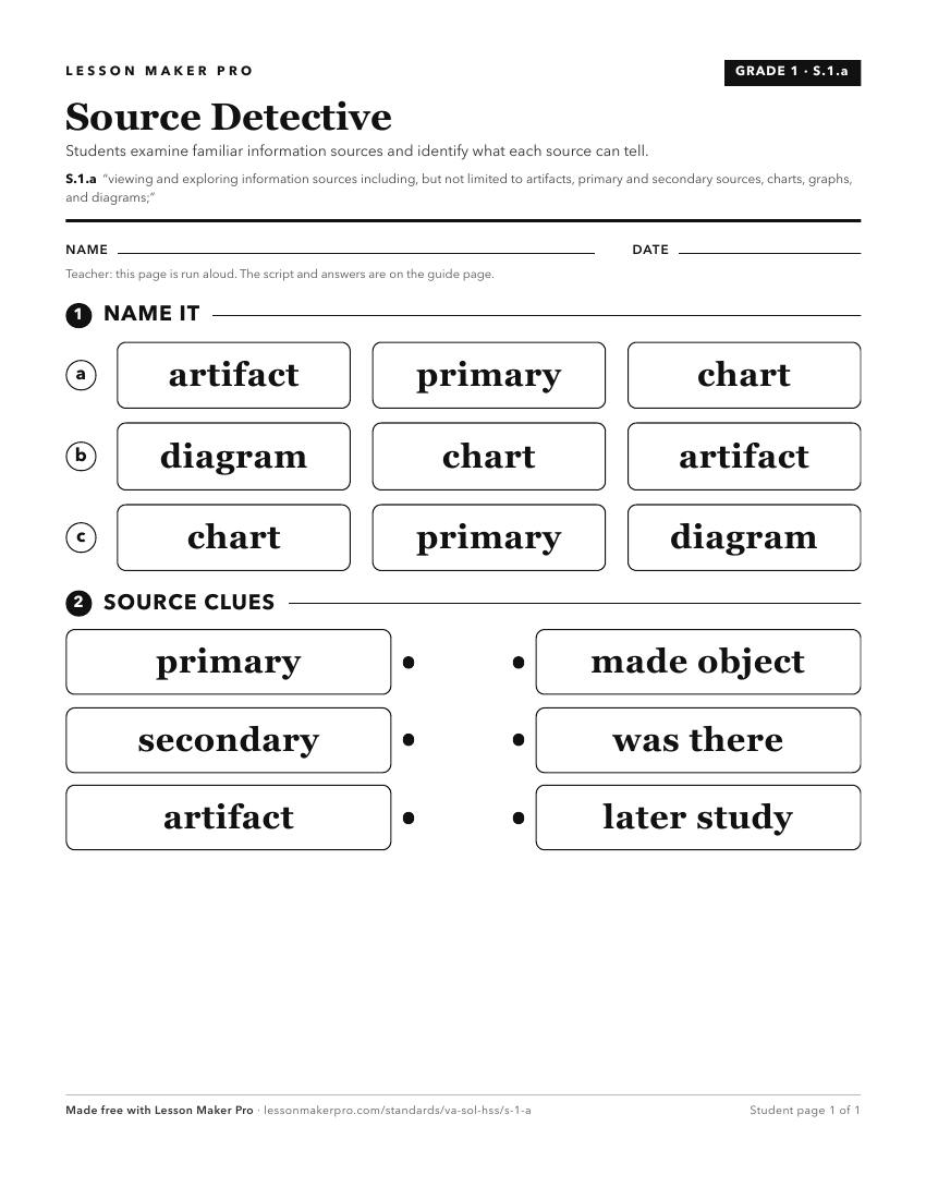 Preview of the S.1.a printable worksheet