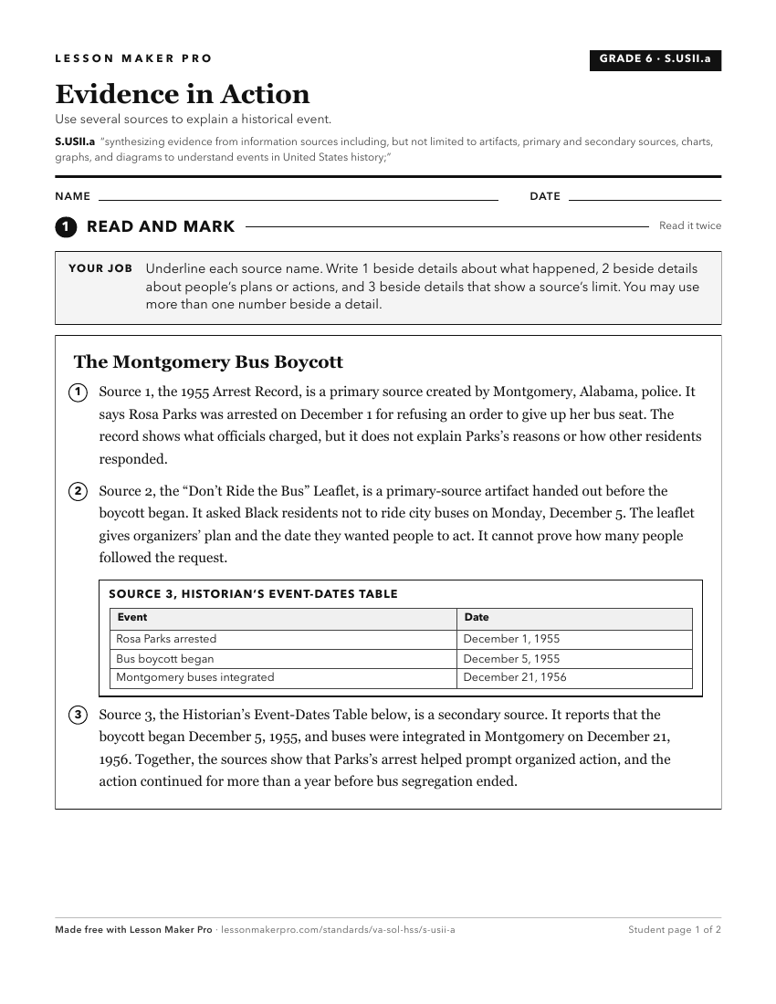 Preview of the S.USII.a printable worksheet