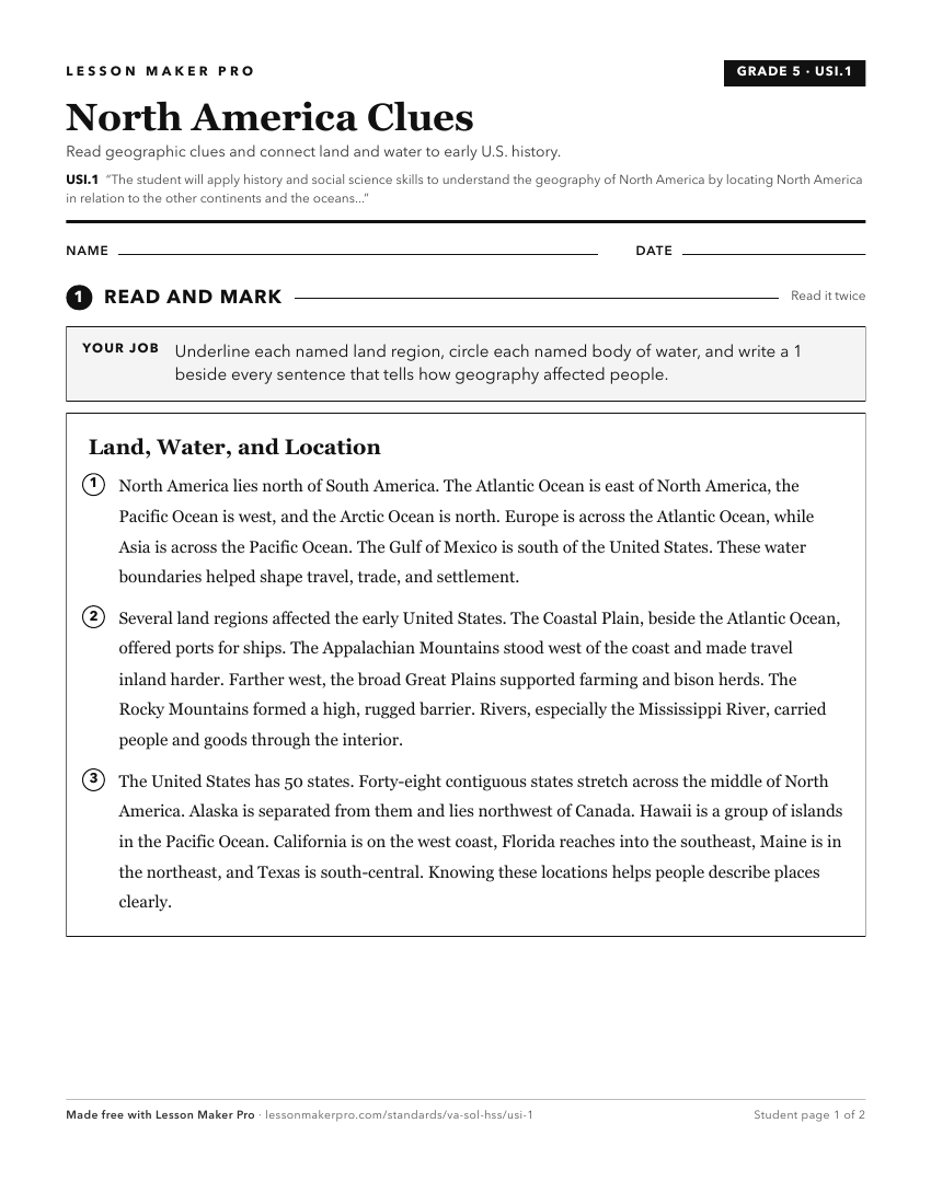 Preview of the USI.1 printable worksheet