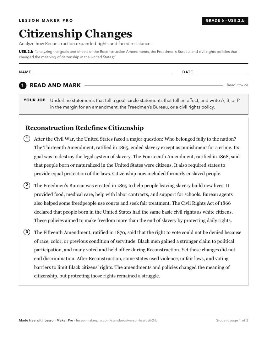 Preview of the USII.2.b printable worksheet