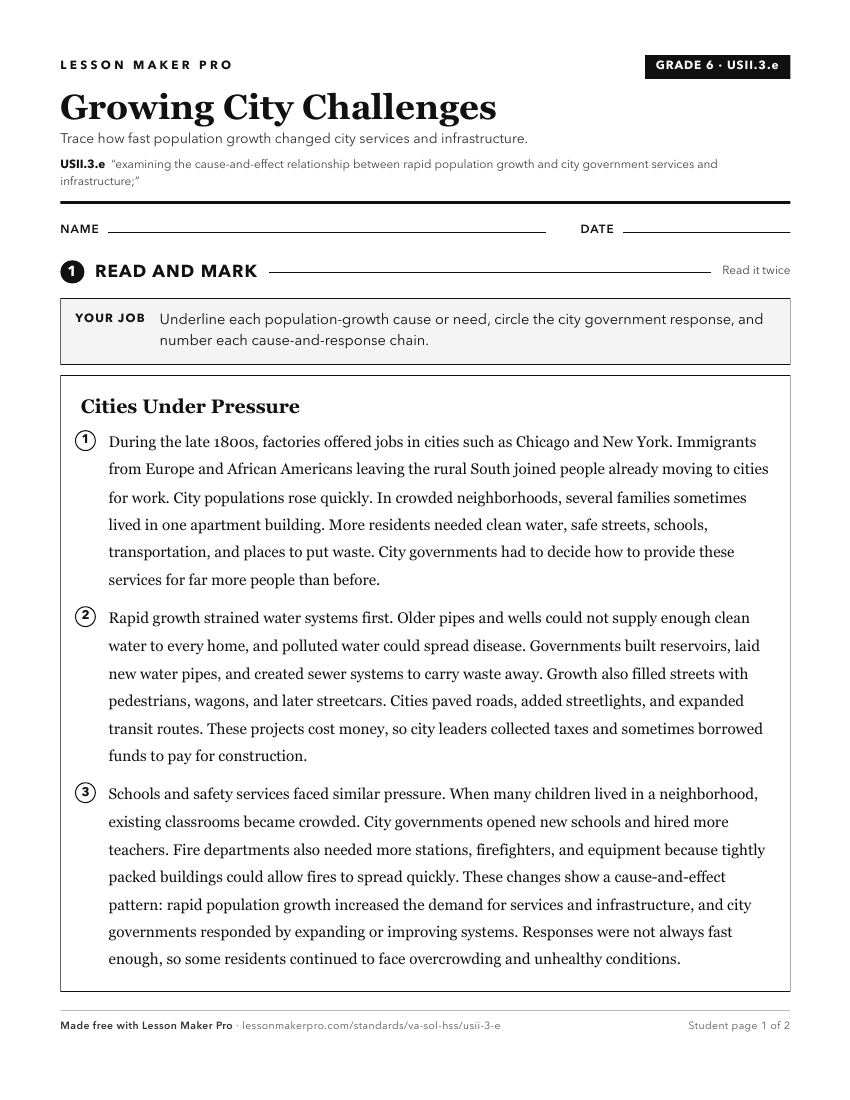 Preview of the USII.3.e printable worksheet