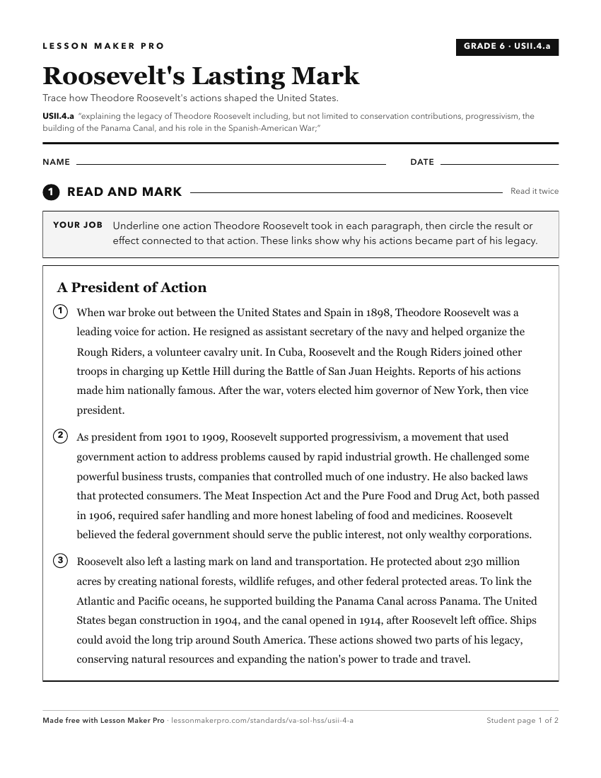 Preview of the USII.4.a printable worksheet