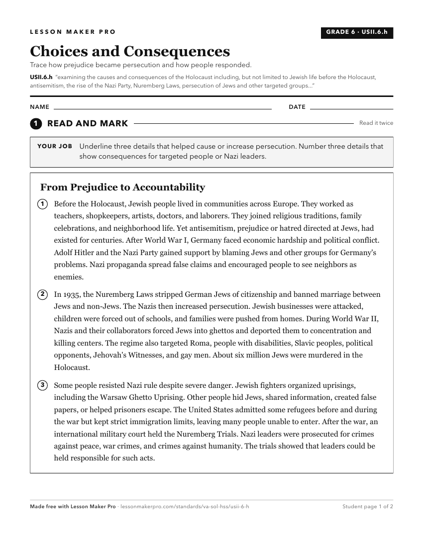 Preview of the USII.6.h printable worksheet