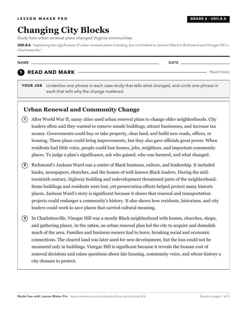 Preview of the USII.8.b printable worksheet