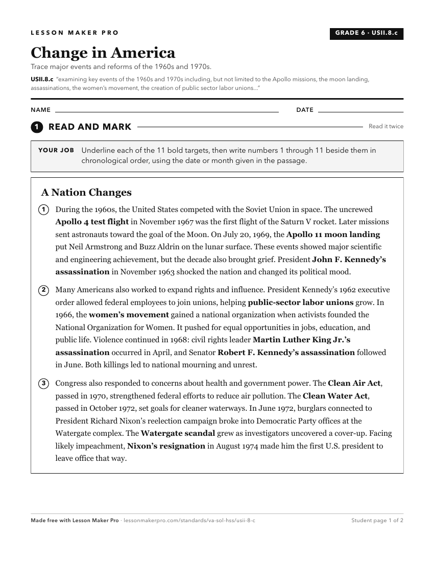 Preview of the USII.8.c printable worksheet