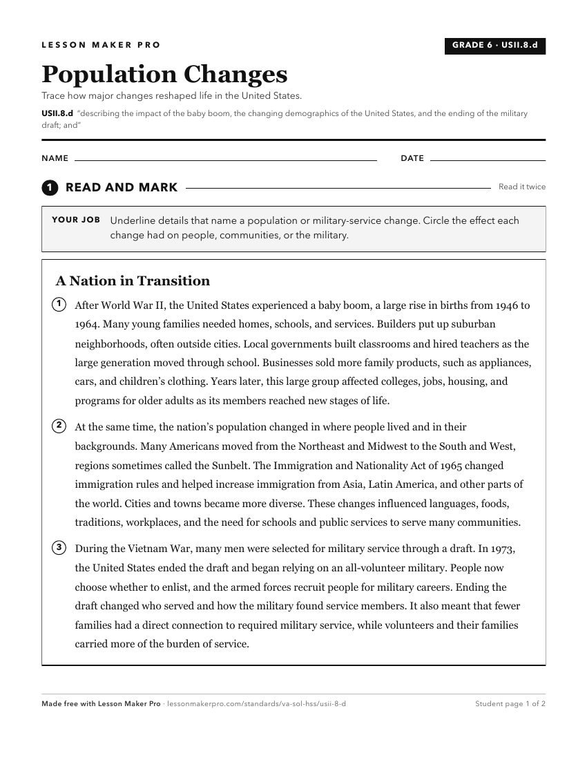 Preview of the USII.8.d printable worksheet