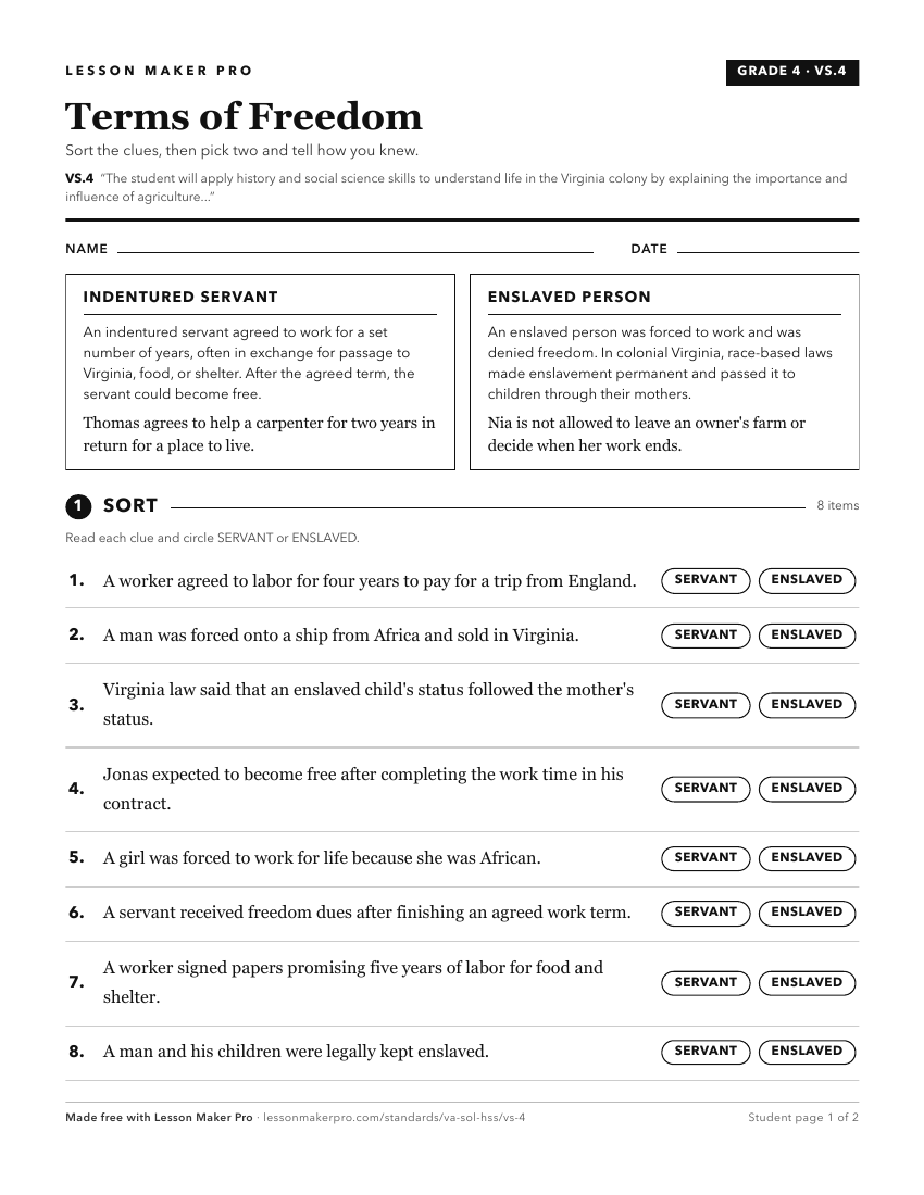 Preview of the VS.4 printable worksheet