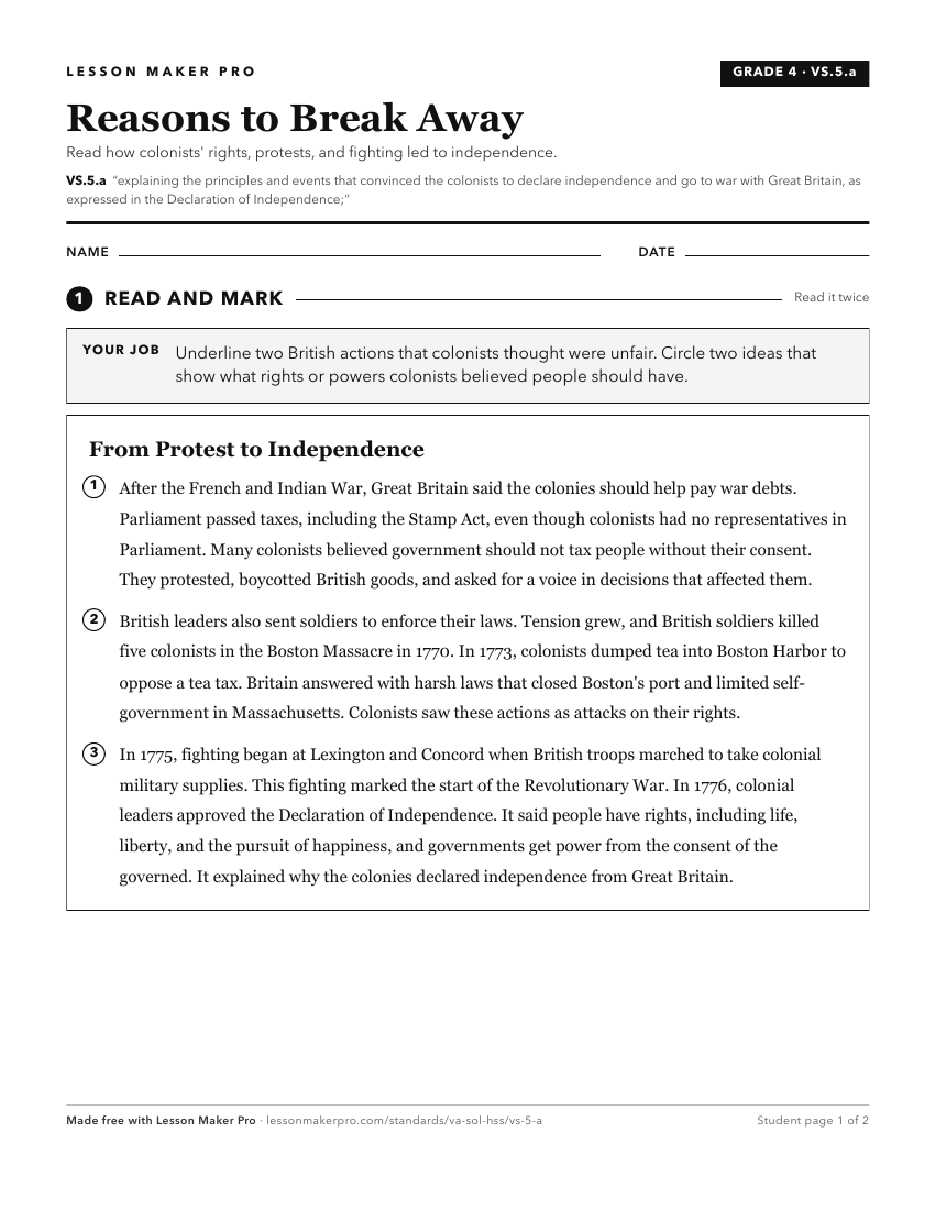 Preview of the VS.5.a printable worksheet