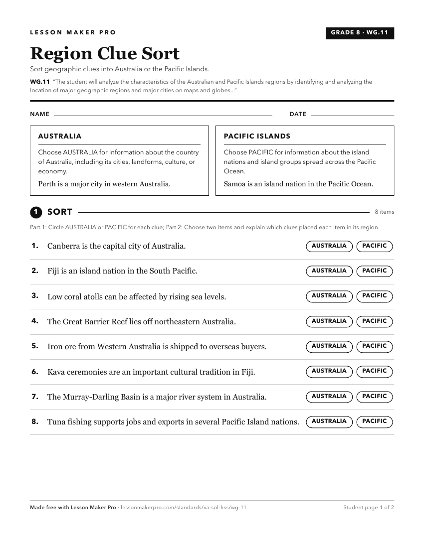 Preview of the WG.11 printable worksheet