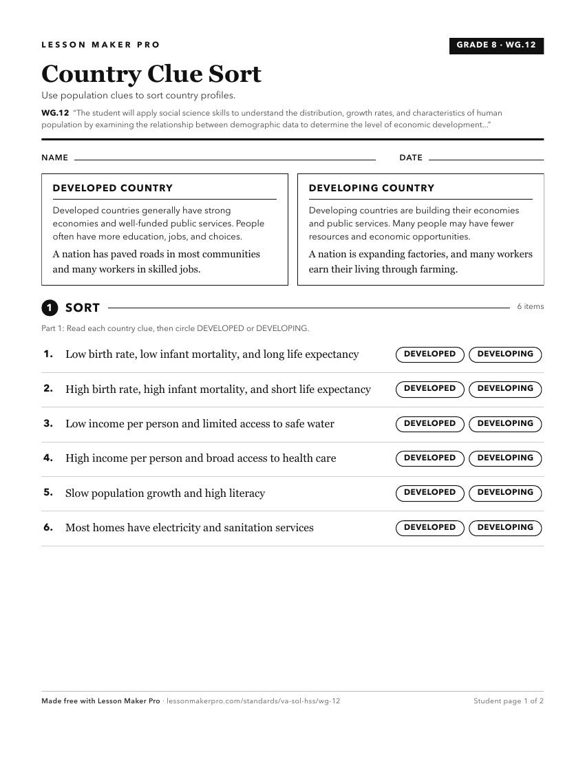 Preview of the WG.12 printable worksheet
