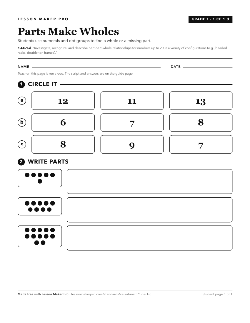 Preview of the 1.CE.1.d printable worksheet