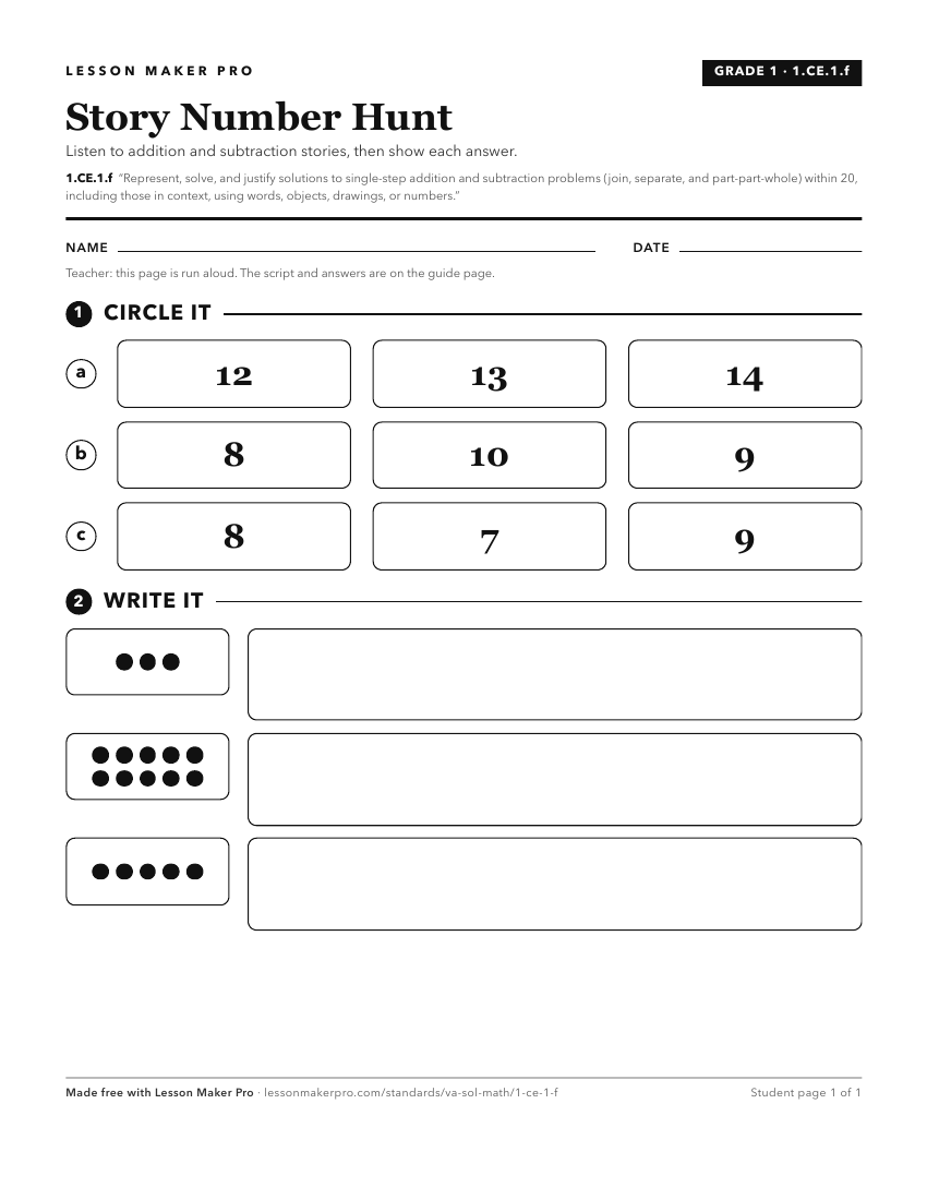 Preview of the 1.CE.1.f printable worksheet
