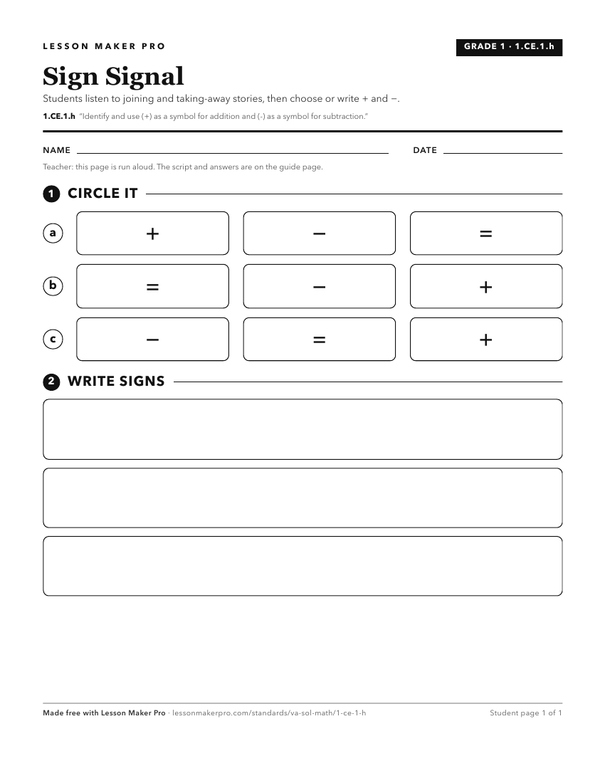 Preview of the 1.CE.1.h printable worksheet