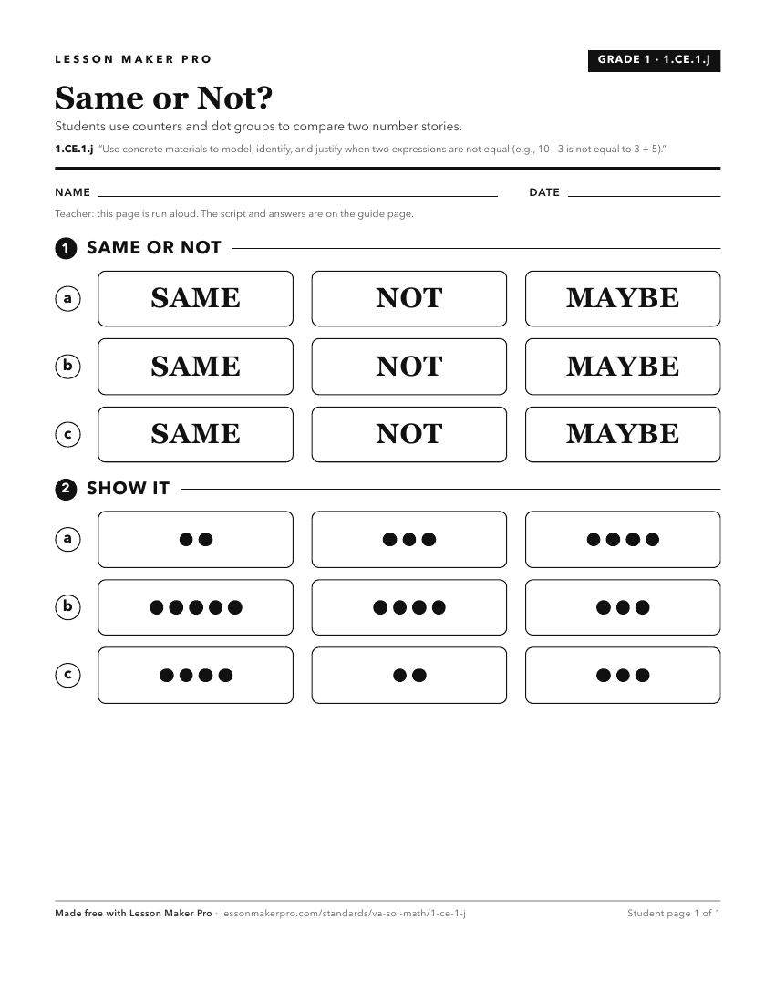 Preview of the 1.CE.1.j printable worksheet