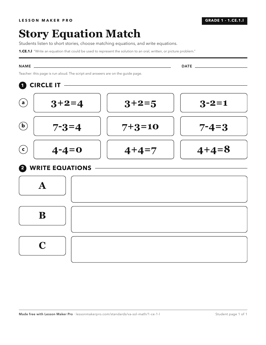 Preview of the 1.CE.1.l printable worksheet