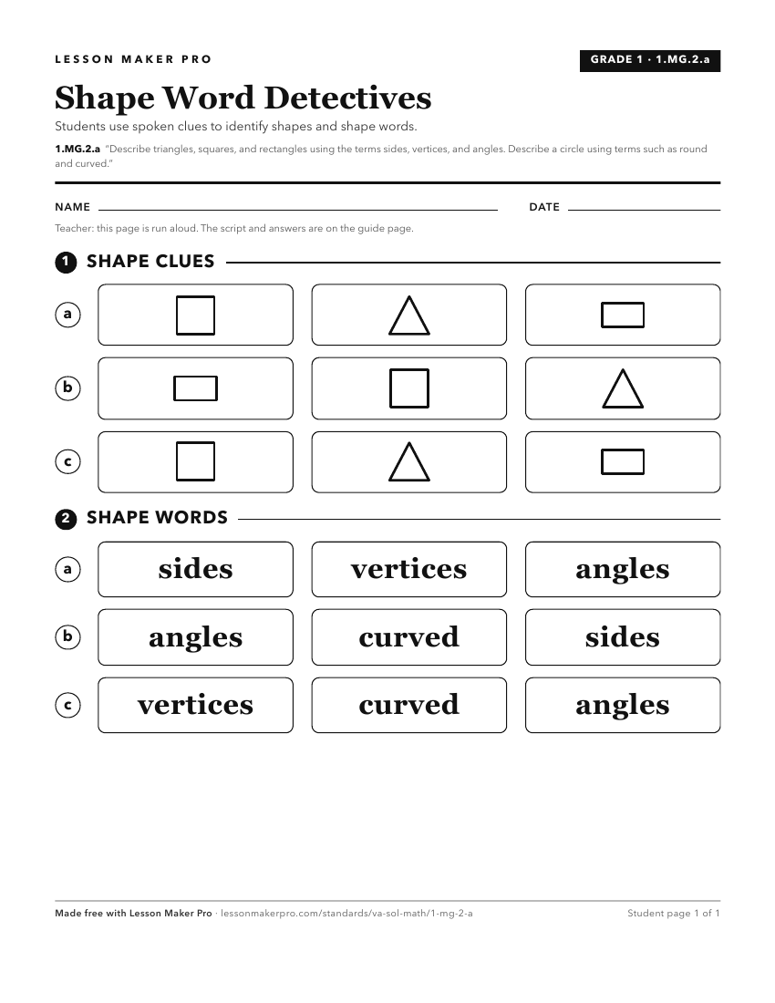 Preview of the 1.MG.2.a printable worksheet