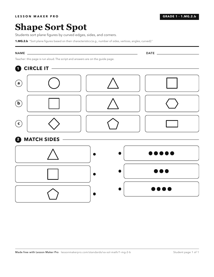 Preview of the 1.MG.2.b printable worksheet